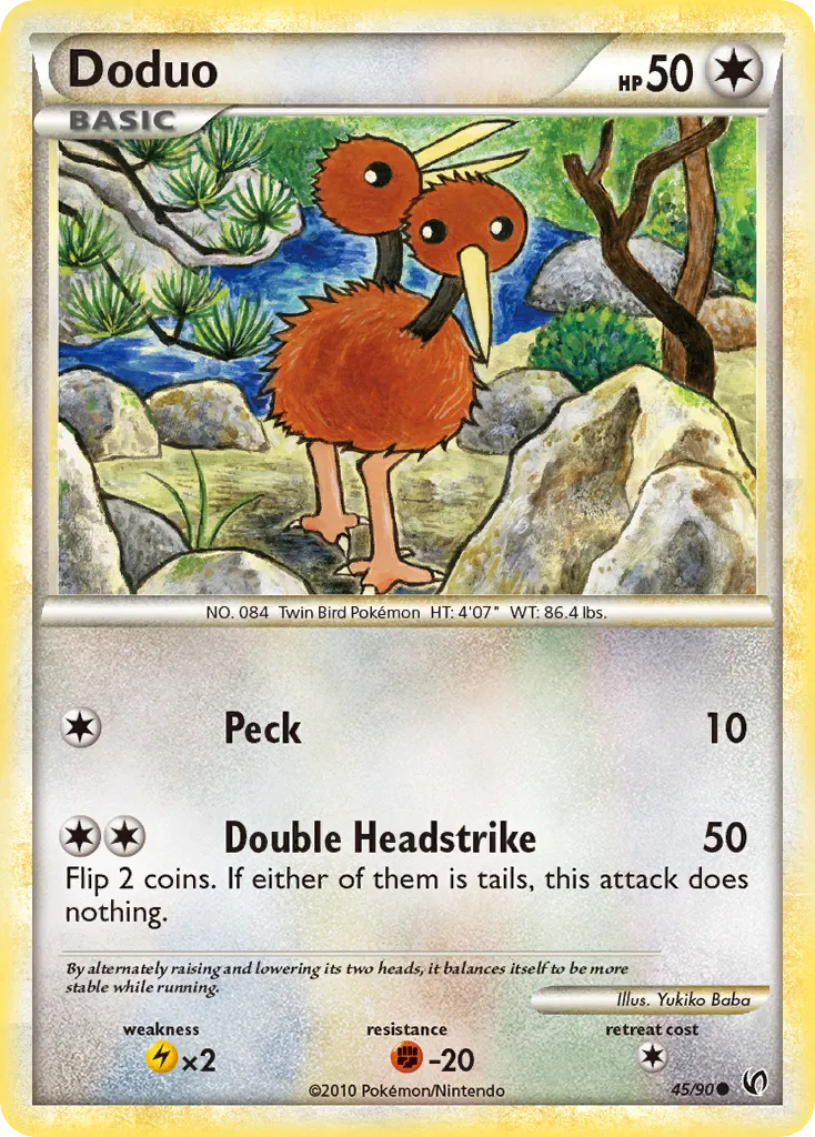 2010 HS—Undaunted Doduo Common #45/90 Common card image