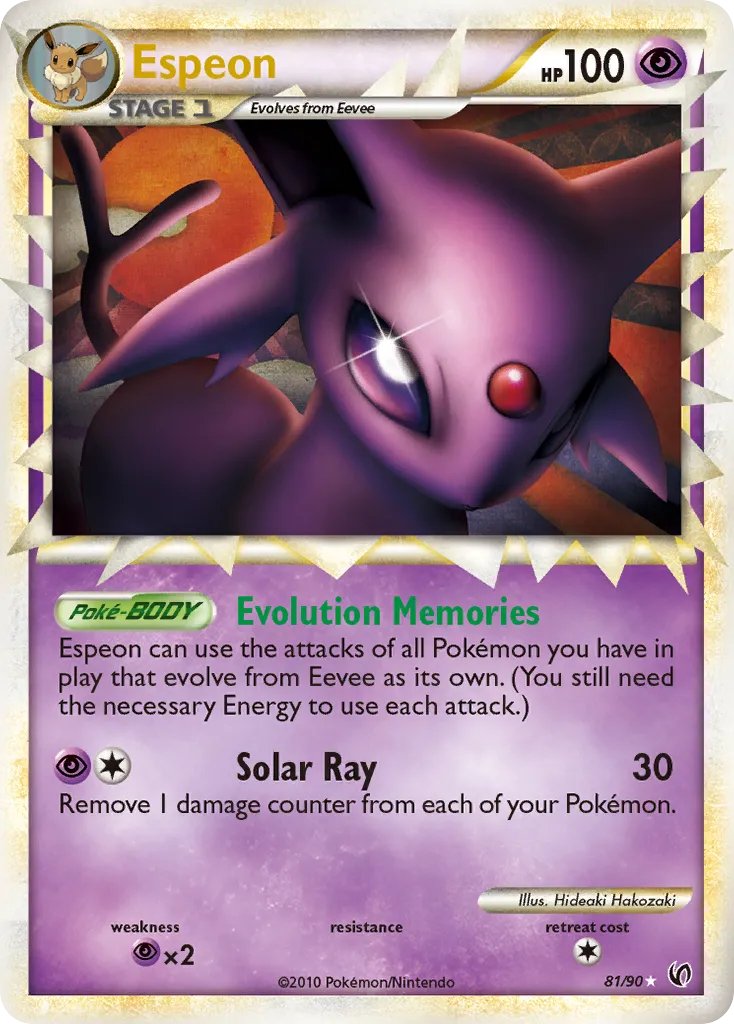 2010 HS—Undaunted Espeon #81/90 Rare Prime card image
