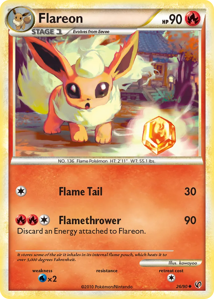 2010 HS—Undaunted Flareon #26/90 Uncommon card image