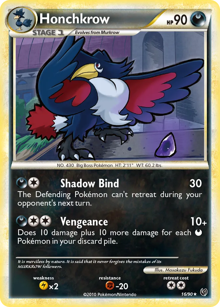 2010 HS—Undaunted Honchkrow #15/90 Rare card image