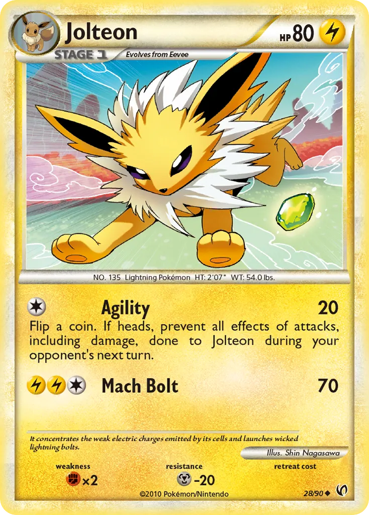 2010 HS—Undaunted Jolteon #28/90 Uncommon card image