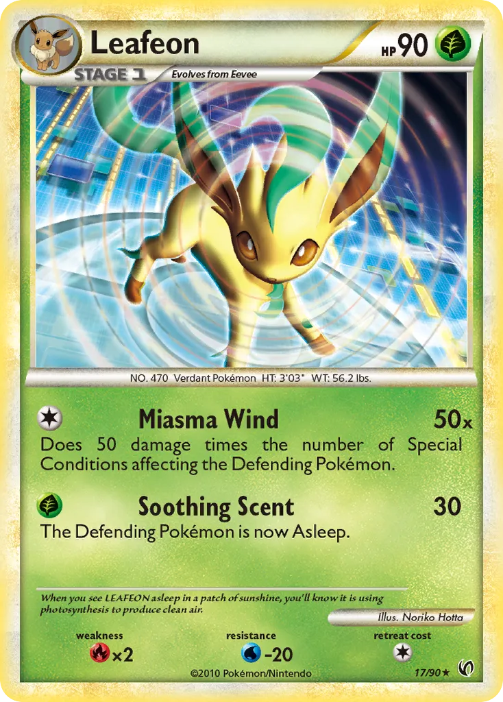 2010 HS—Undaunted Leafeon #17/90 Rare card image