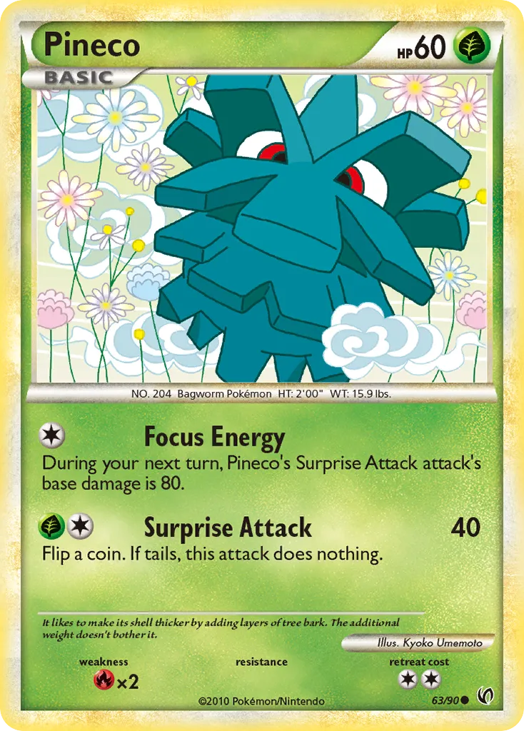 2010 HS—Undaunted Pineco Common #62/90 Common card image