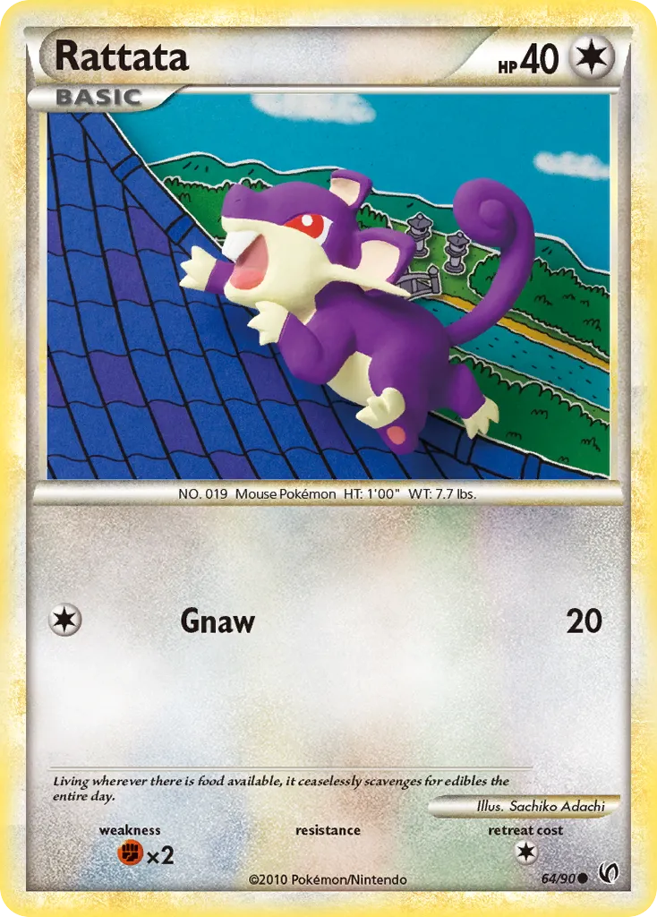 2010 HS—Undaunted Rattata Common #64/90 Common card image