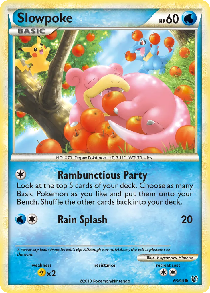 2010 HS—Undaunted Slowpoke Common #66/90 Common card image
