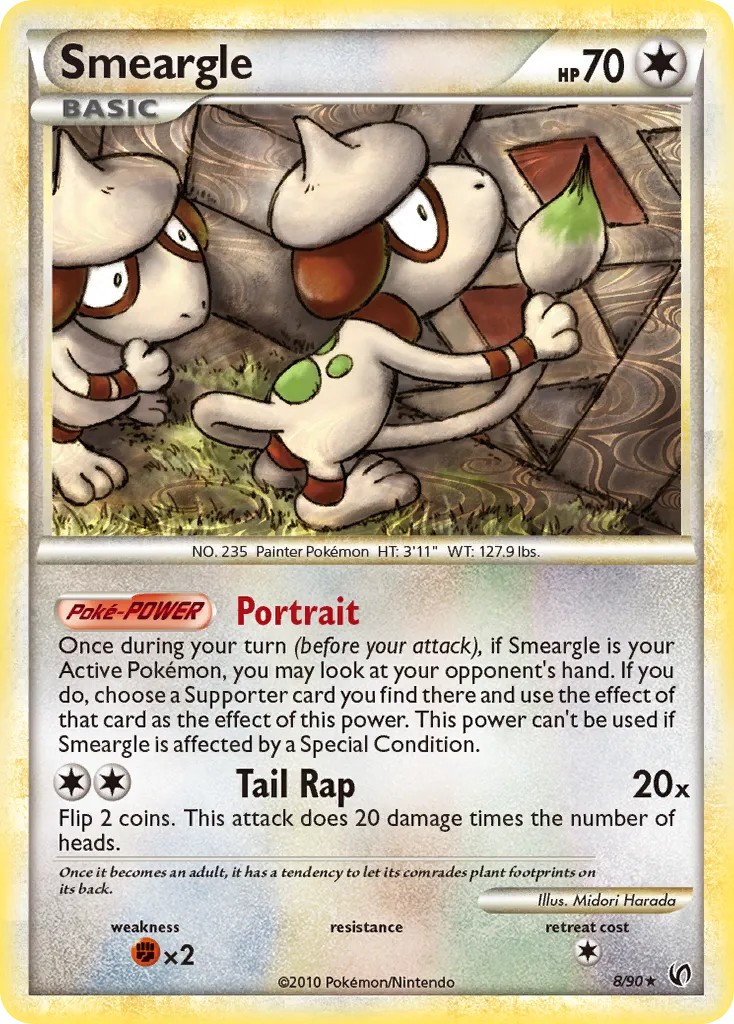 2010 HS—Undaunted Smeargle #08/90 Rare Holo card image