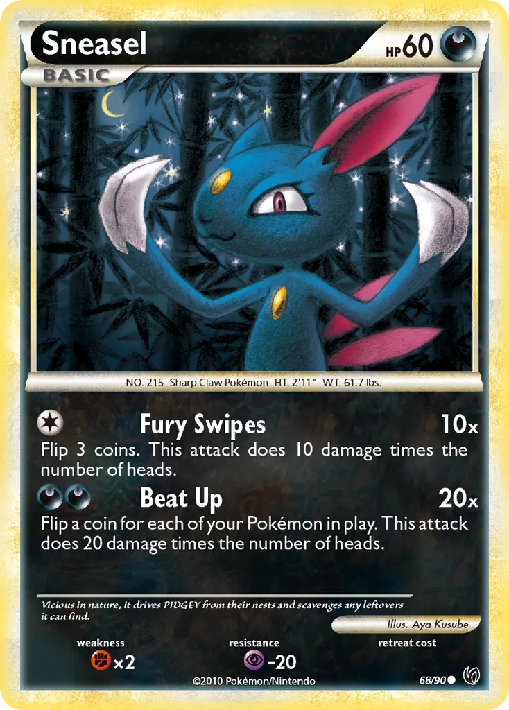 2010 HS—Undaunted Sneasel Common #68/90 Common card image