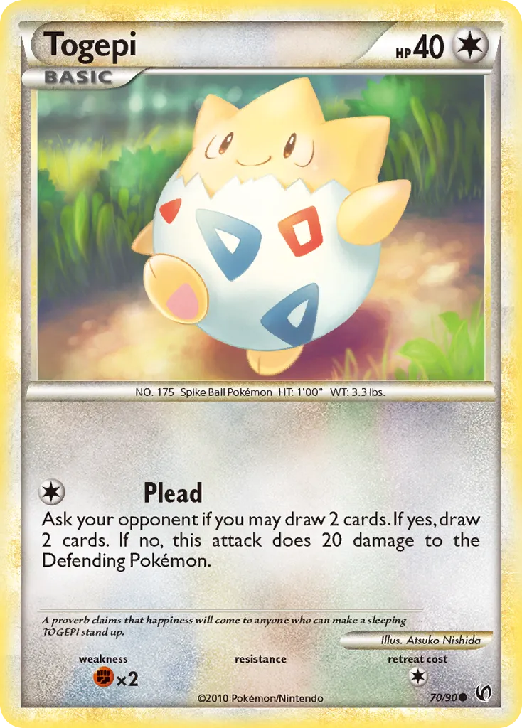 2010 HS—Undaunted Togepi Common #70/90 Common card image
