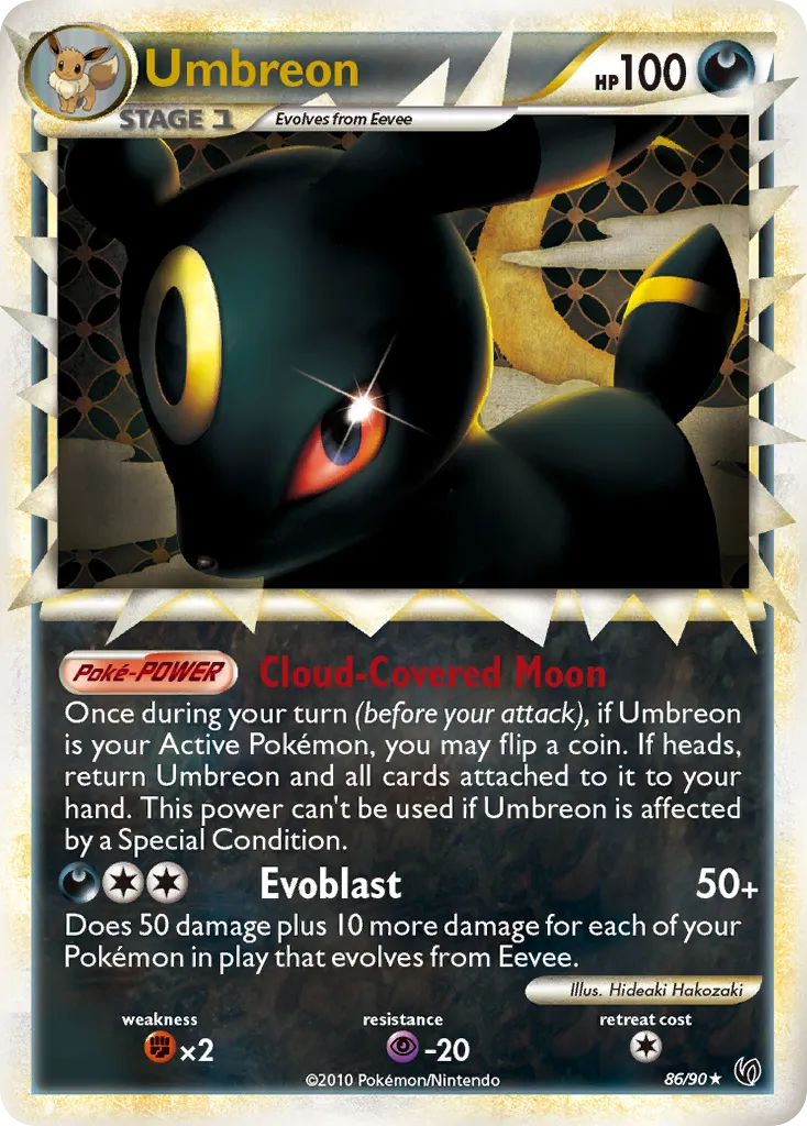 2010 HS—Undaunted Umbreon Rare Holo #10/90 Rare Holo card image