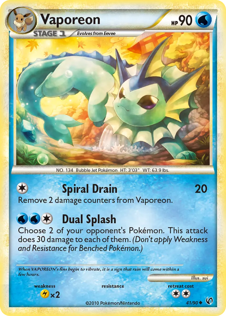 2010 HS—Undaunted Vaporeon #41/90 Uncommon card image