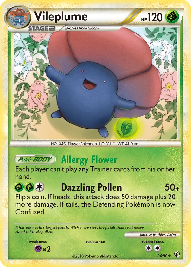 2010 HS—Undaunted Vileplume #24/90 Rare card image