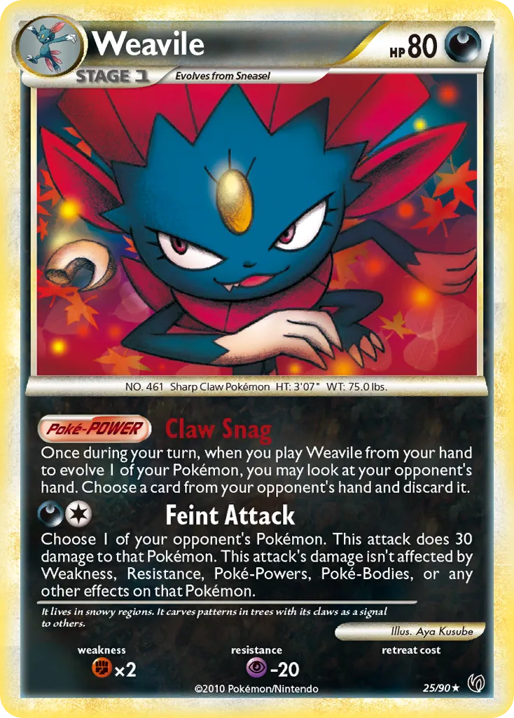 2010 HS—Undaunted Weavile #25/90 Rare card image