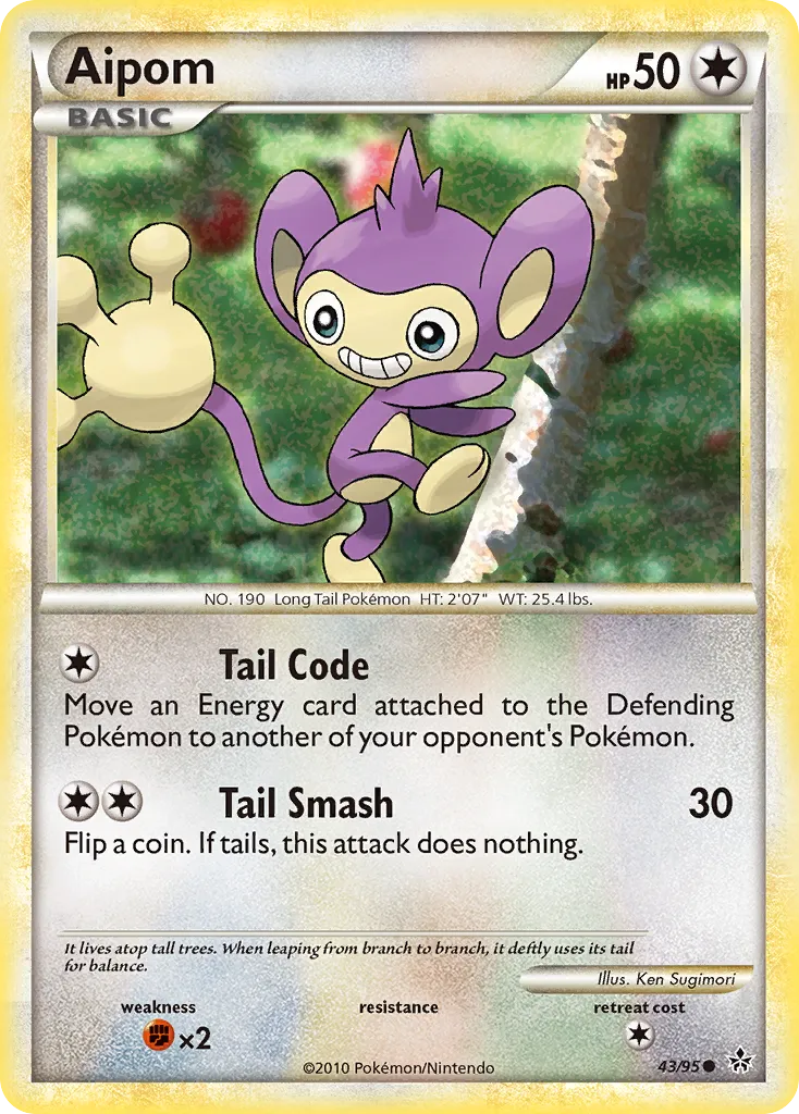 2010 HS—Unleashed Aipom Common #43/95 Common card image