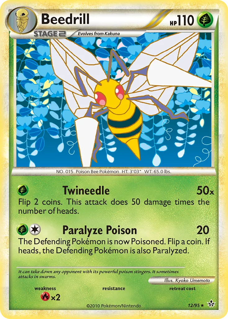 2010 HS—Unleashed Beedrill Rare #12/95 Rare card image