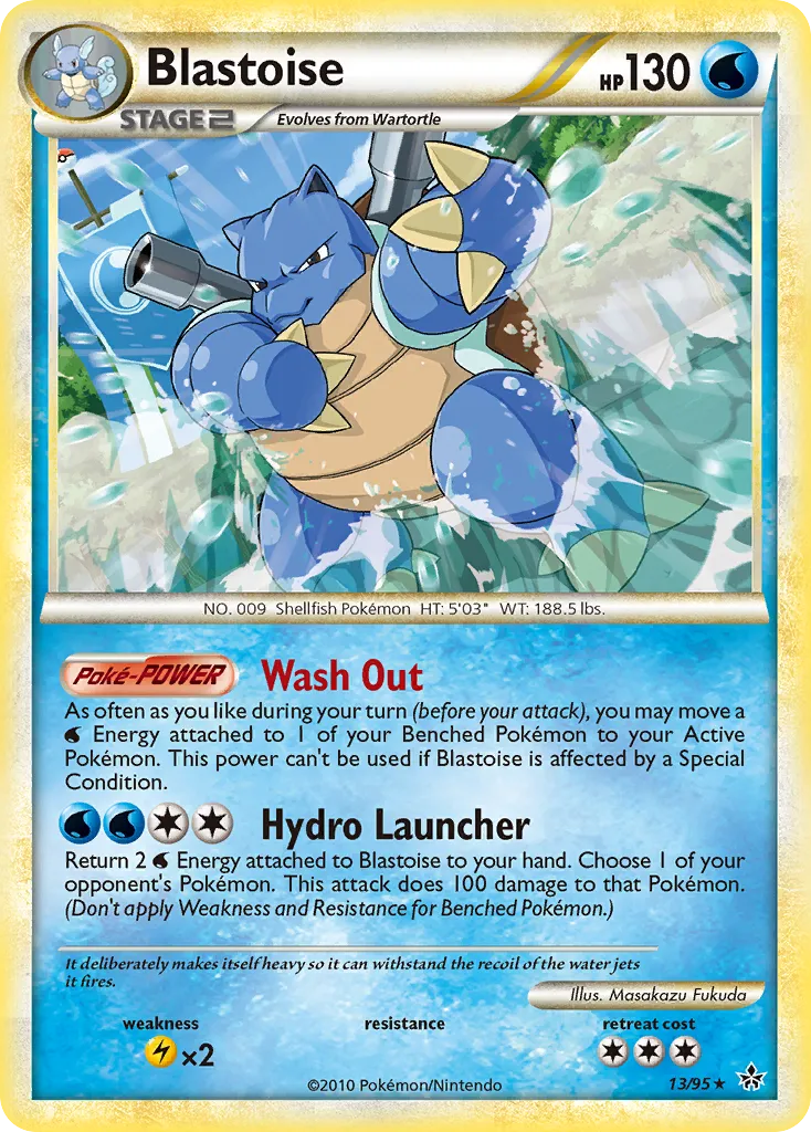 2010 HS—Unleashed Blastoise Rare #13/95 Rare card image