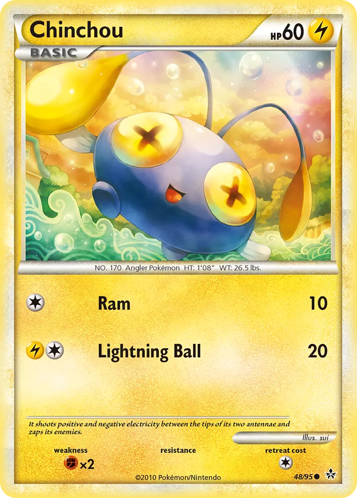 2010 HS—Unleashed Chinchou Common #48/95 Common card image