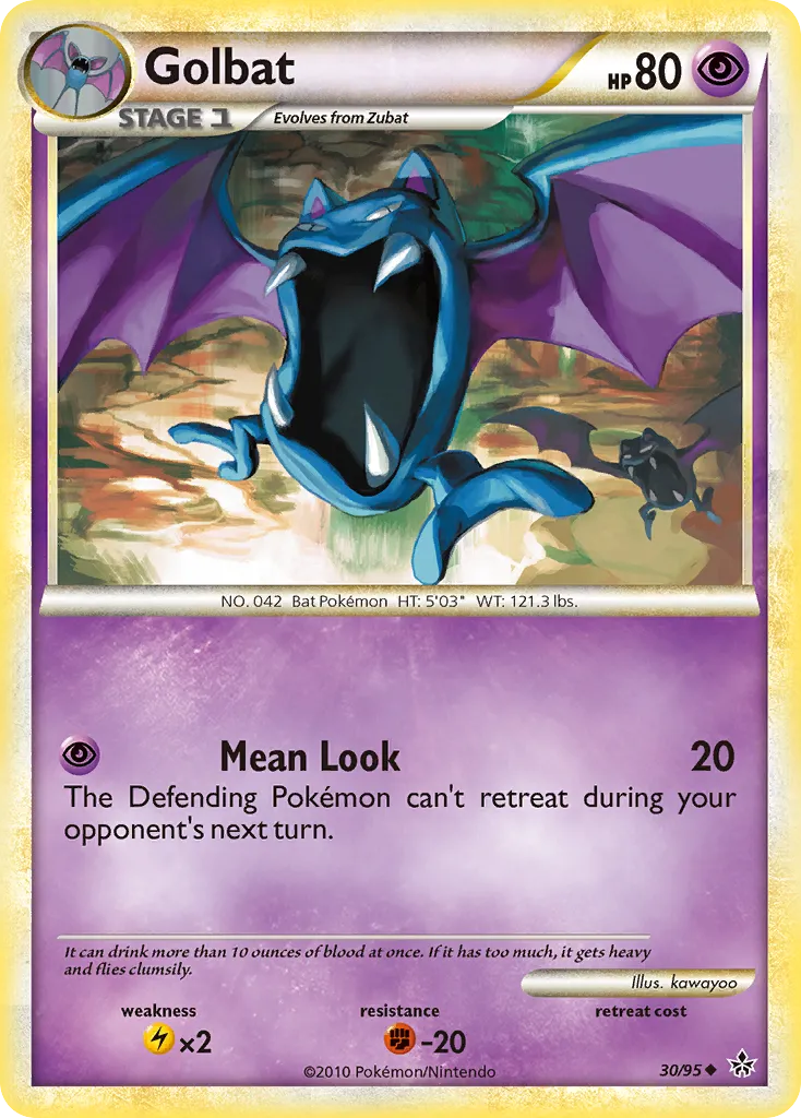 2010 HS—Unleashed Golbat Uncommon #30/95 Uncommon card image