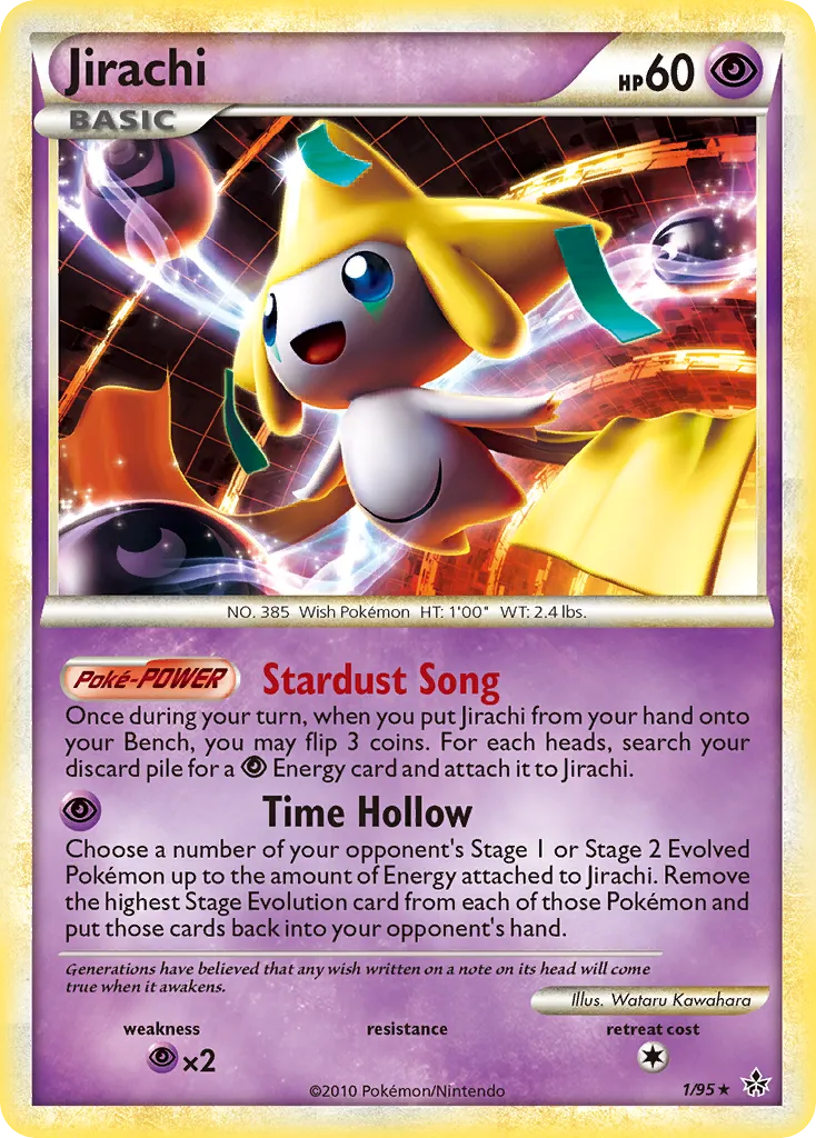 2010 HS—Unleashed Jirachi Rare Holo #01/95 Rare Holo card image