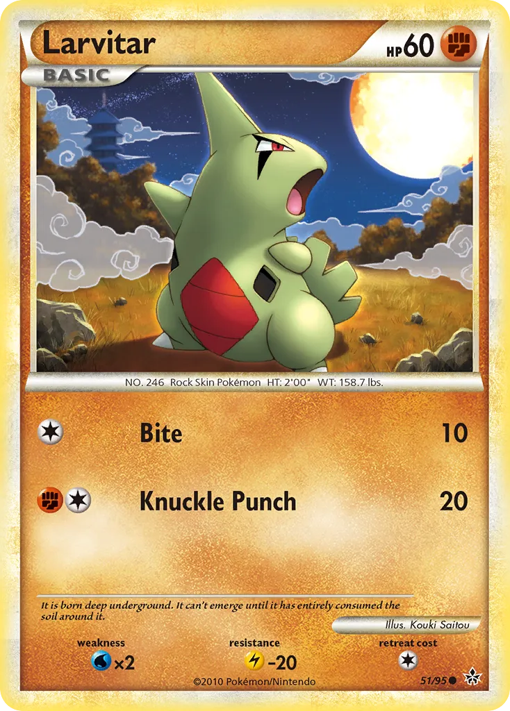 2010 HS—Unleashed Larvitar #51/95 Common card image