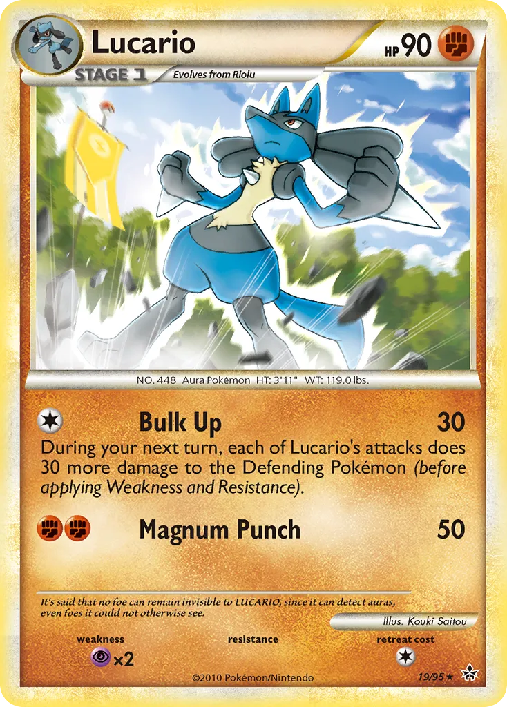 2010 HS—Unleashed Lucario Rare #19/95 Rare card image