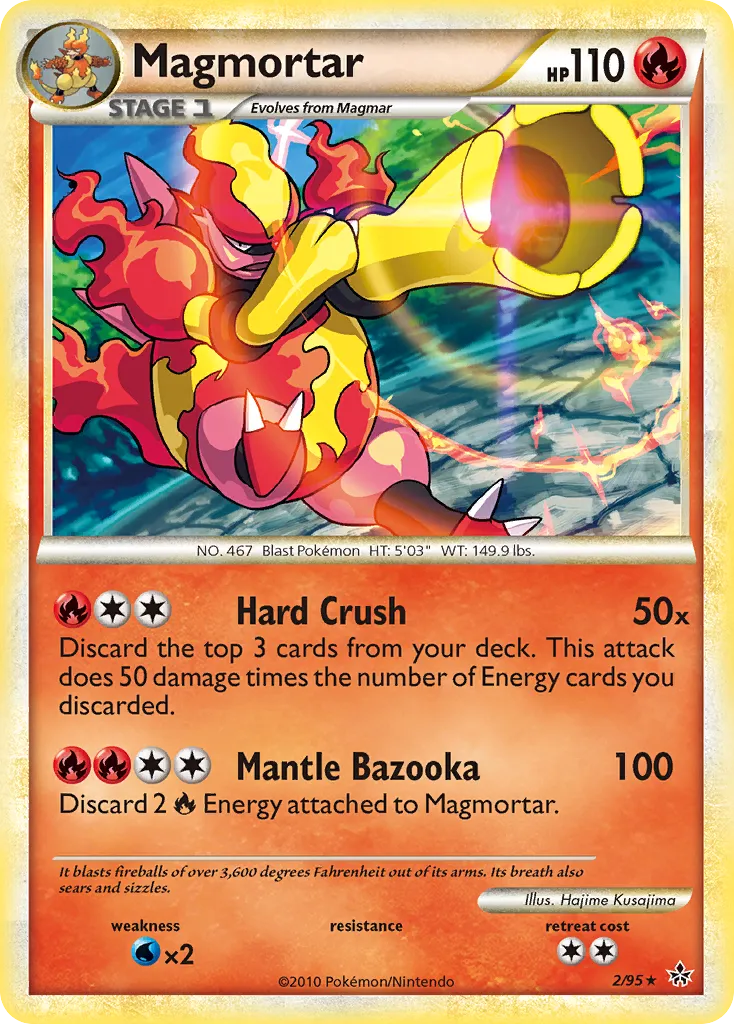 2010 HS—Unleashed Magmortar Rare Holo #02/95 Rare Holo card image