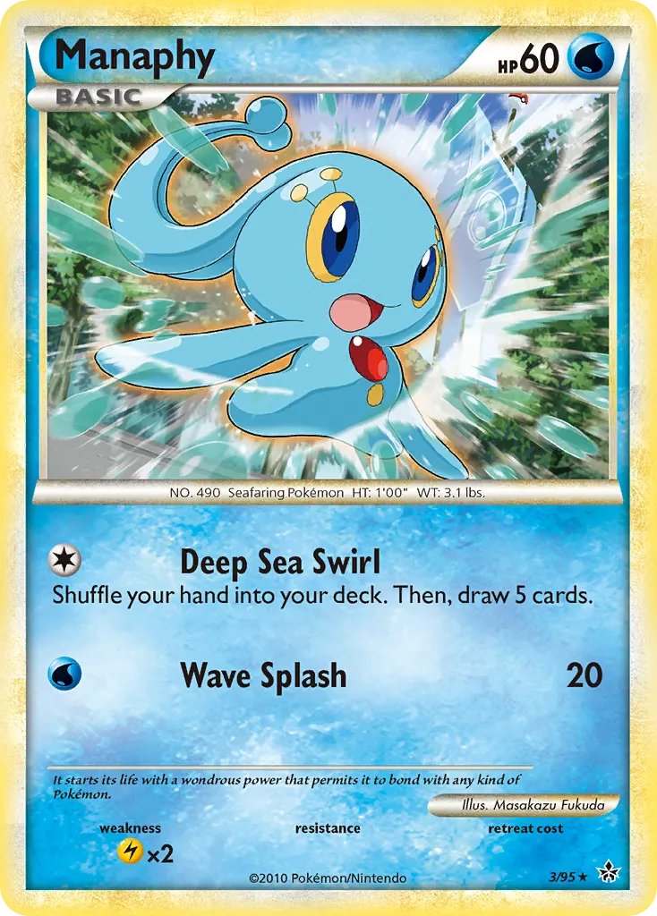 2010 HS—Unleashed Manaphy Rare Holo #03/95 Rare Holo card image