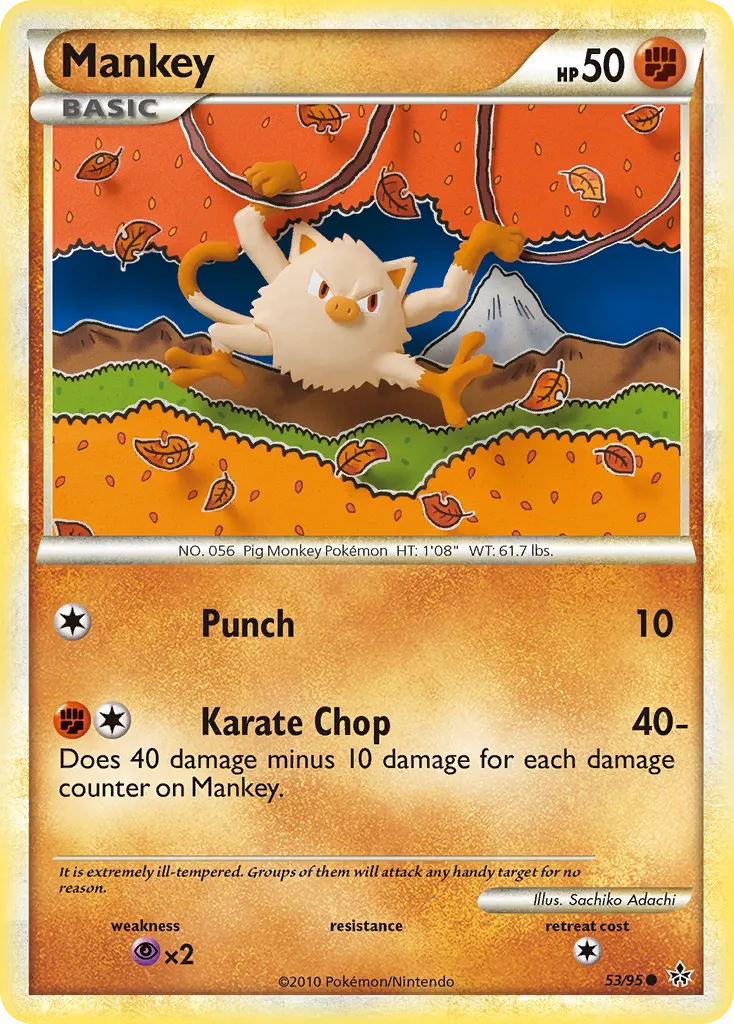 2010 HS—Unleashed Mankey Common #53/95 Common card image