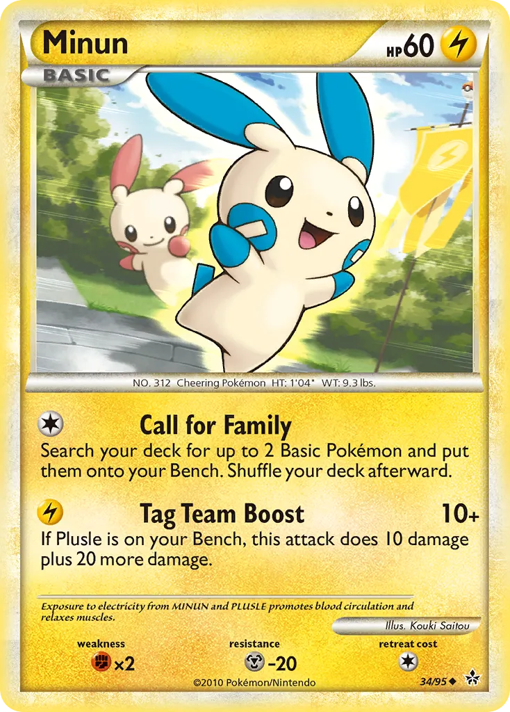 2010 HS—Unleashed Minun Uncommon #34/95 Uncommon card image
