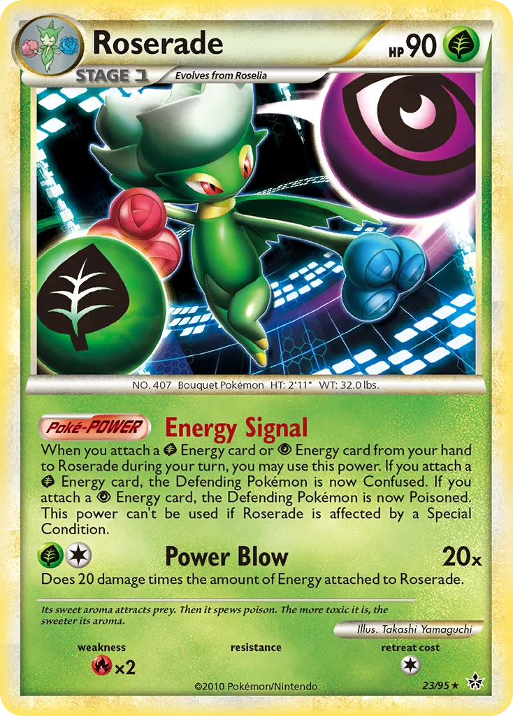 2010 HS—Unleashed Roserade Rare #23/95 Rare card image