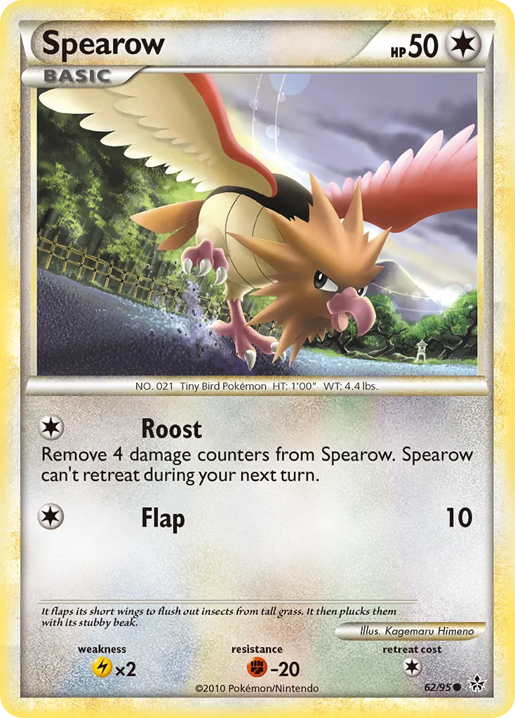 2010 HS—Unleashed Spearow Common #62/95 Common card image