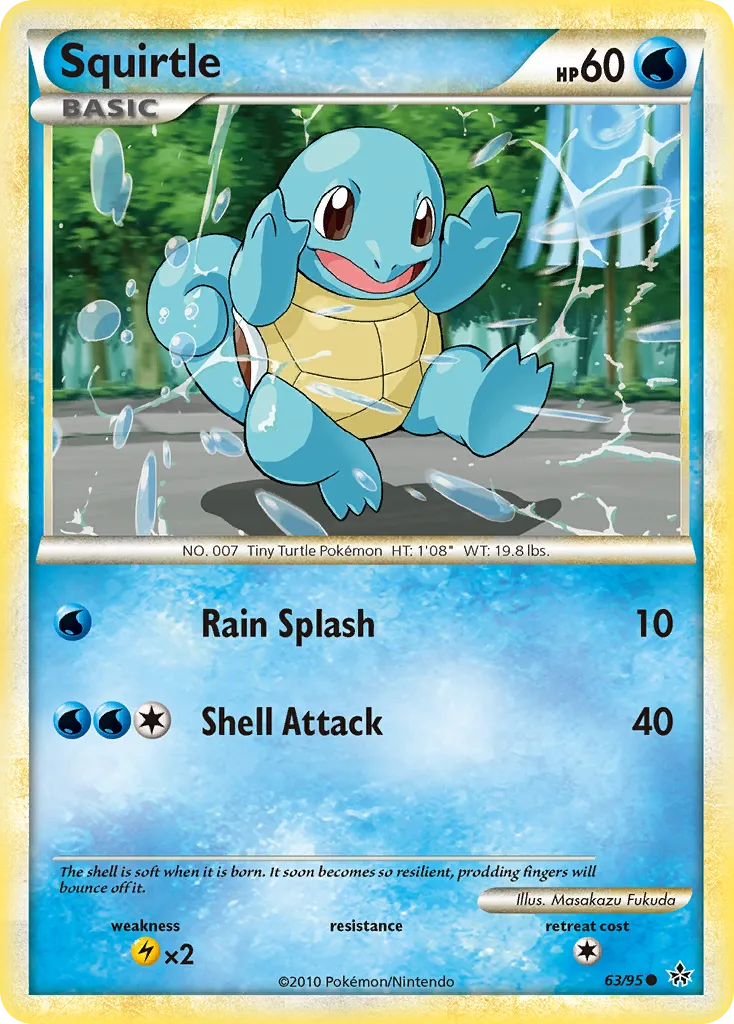 2010 HS—Unleashed Squirtle Common #63/95 Common card image