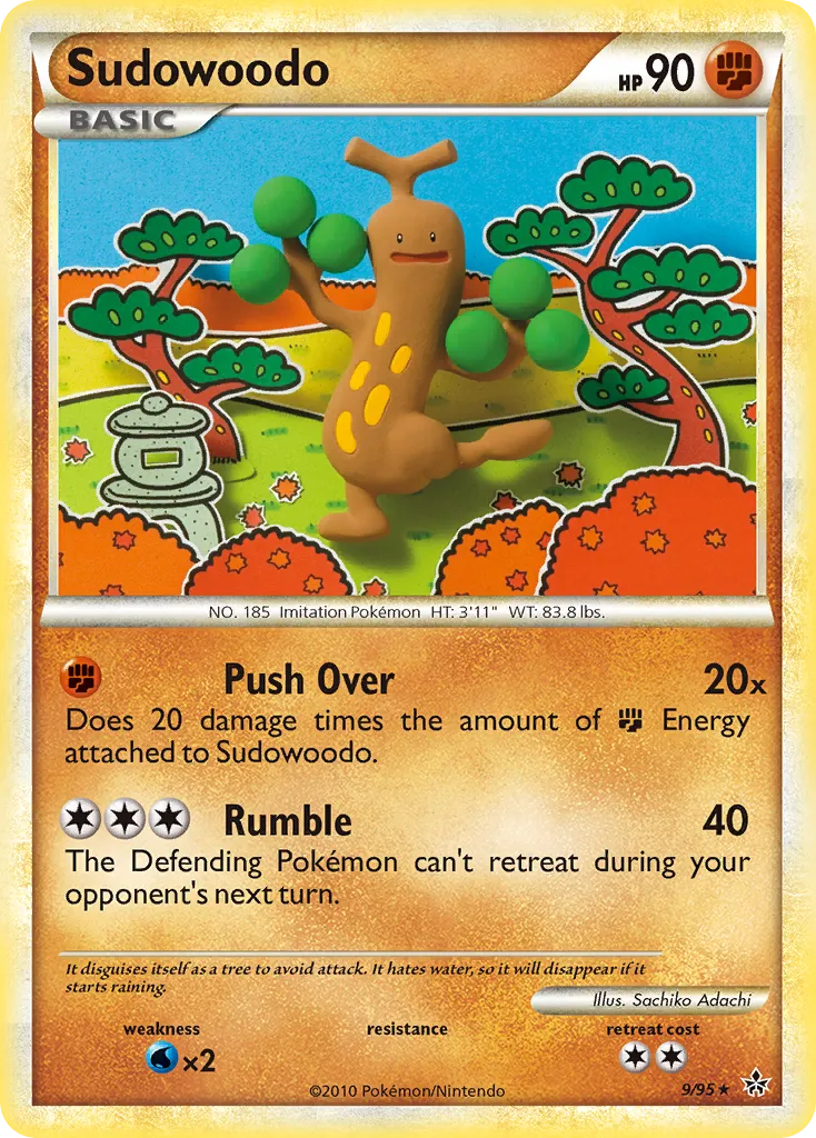 2010 HS—Unleashed Sudowoodo Rare Holo #09/95 Rare Holo card image