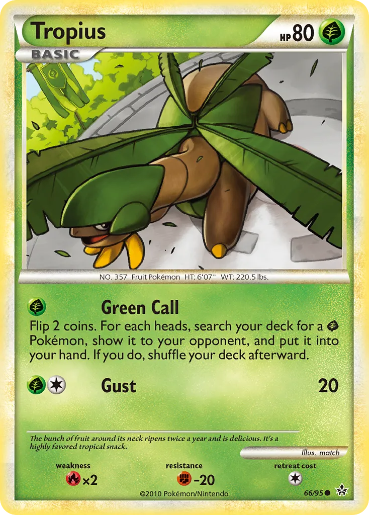 2010 HS—Unleashed Tropius Common #66/95 Common card image