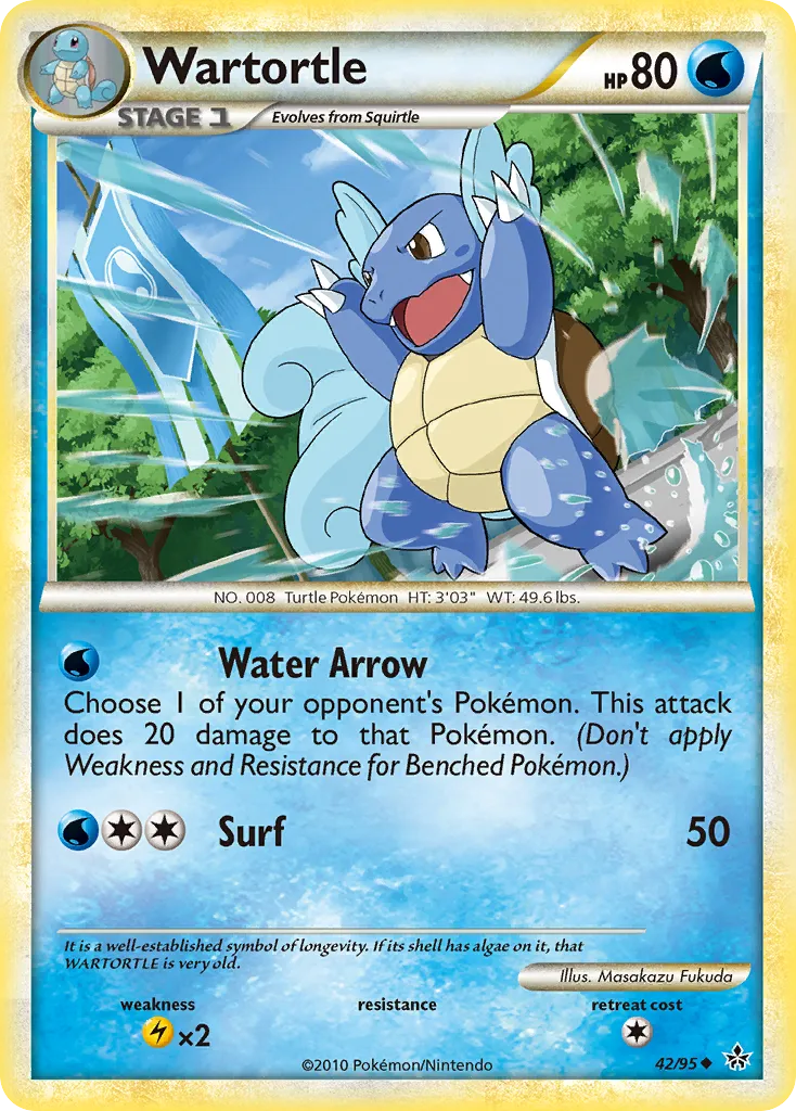 2010 HS—Unleashed Wartortle Uncommon #42/95 Uncommon card image