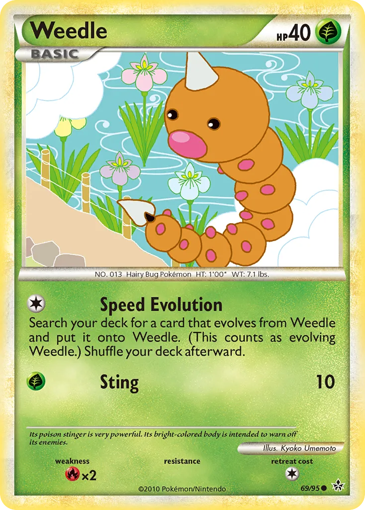2010 HS—Unleashed Weedle Common #69/95 Common card image