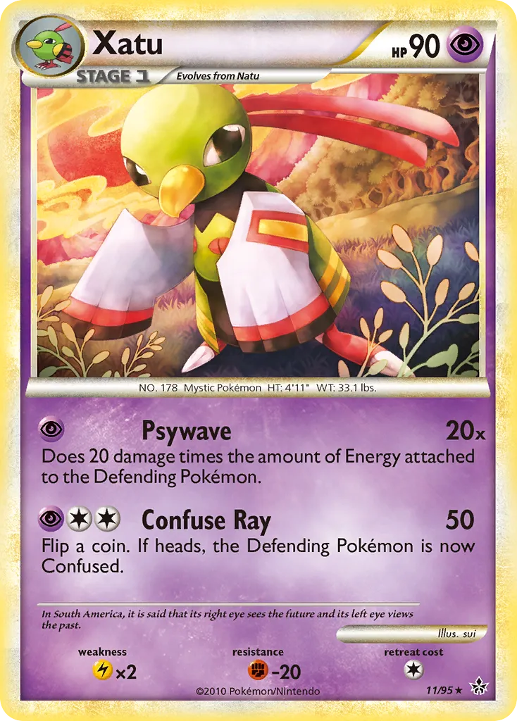 2010 HS—Unleashed Xatu Rare Holo #11/95 Rare Holo card image