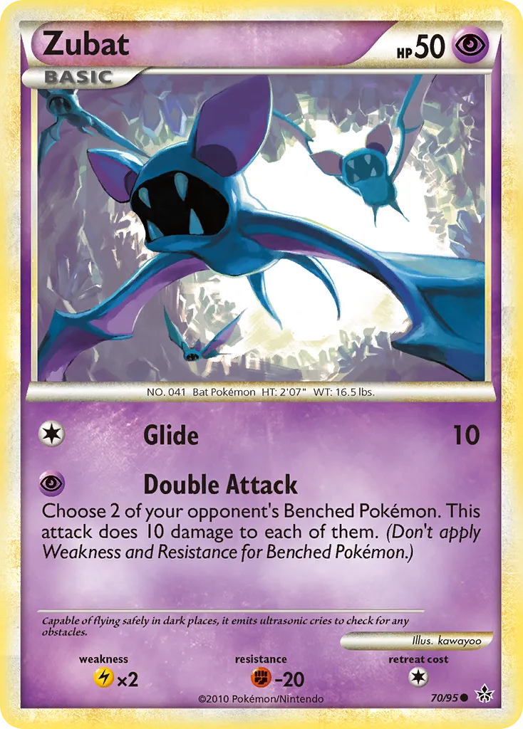 2010 HS—Unleashed Zubat Common #70/95 Common card image