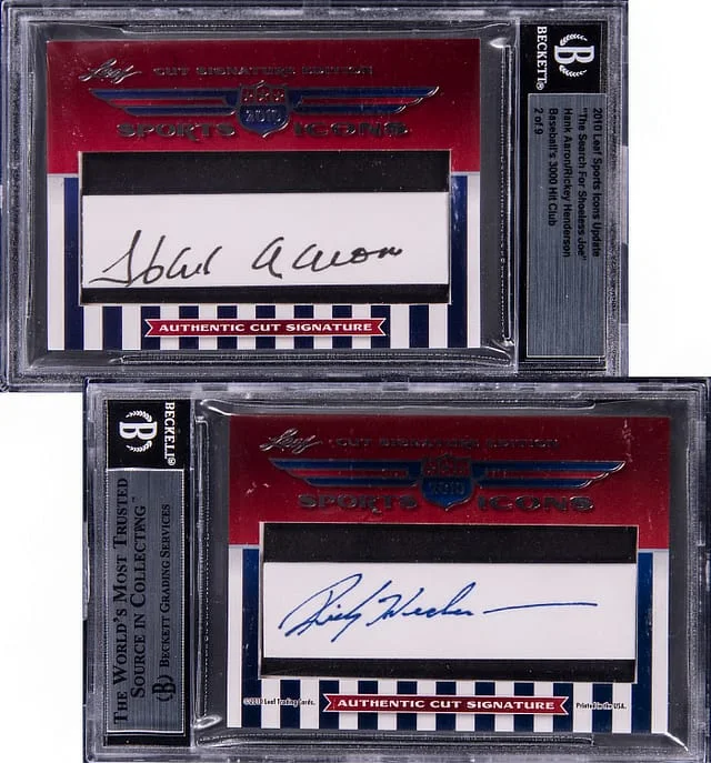 2010 Leaf Sports Icon Update The Search For Shoeless Joe Hank Aaron/Rickey Henderson #no-number card image