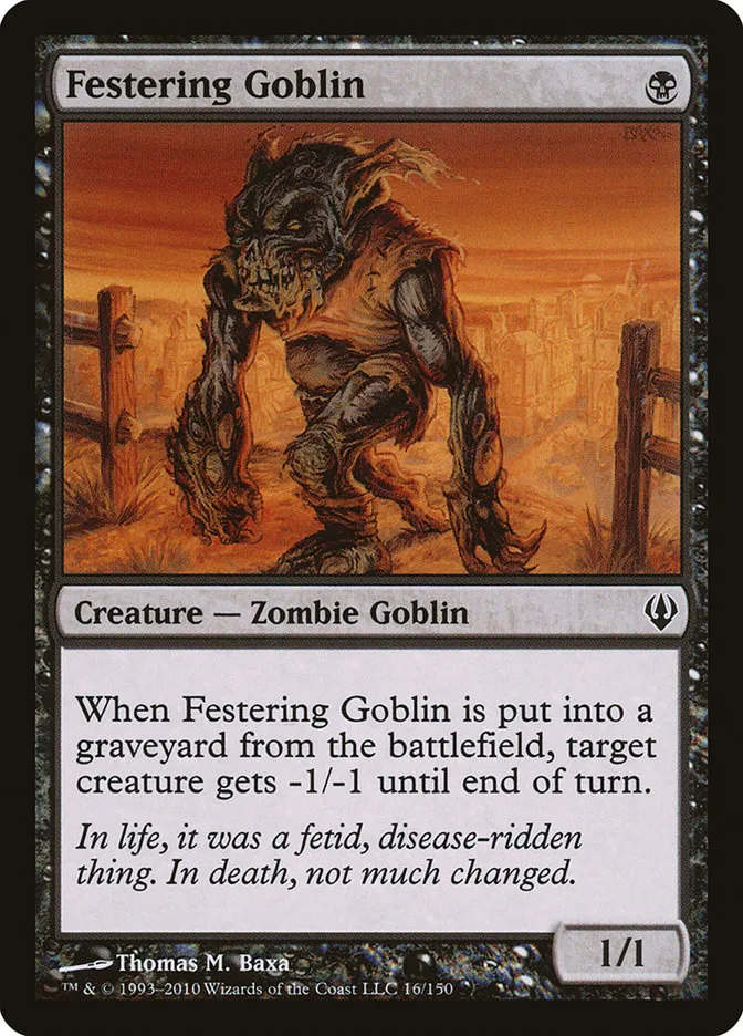 2010 Archenemy Festering Goblin common #16 common card image
