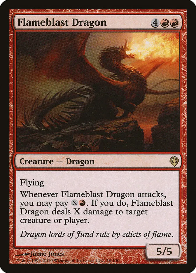 2010 Archenemy Flameblast Dragon #38 rare card image