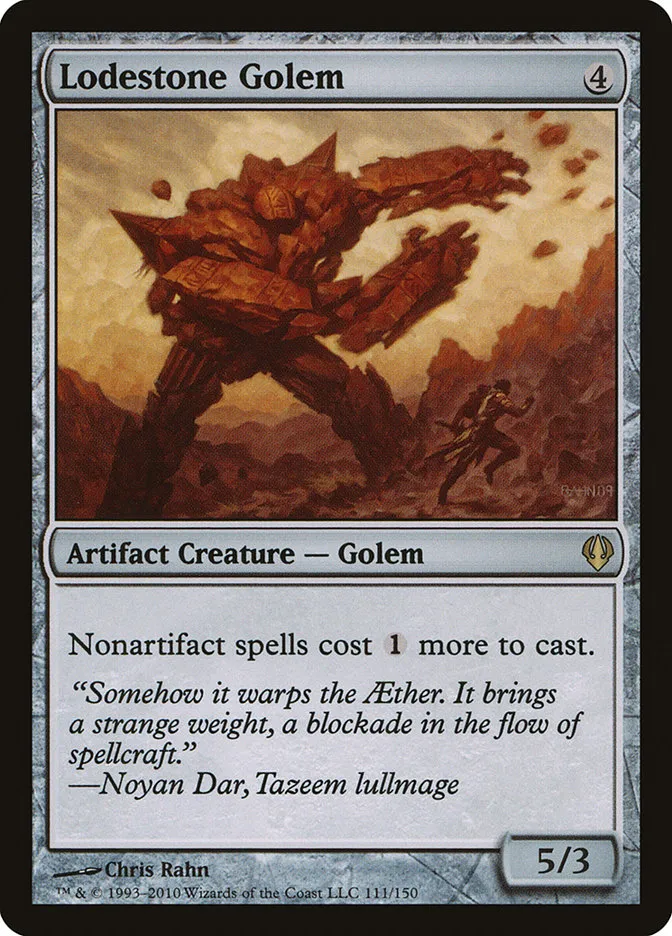 2010 Archenemy Lodestone Golem #111 rare card image