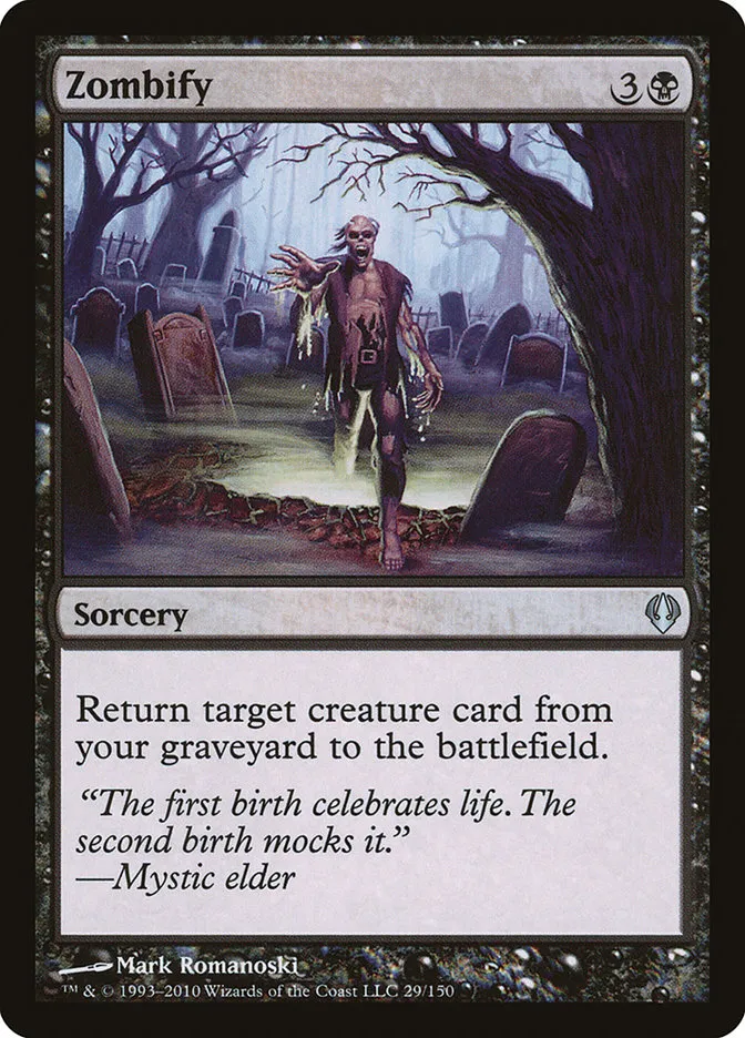 2010 Archenemy Zombify uncommon #29 uncommon card image