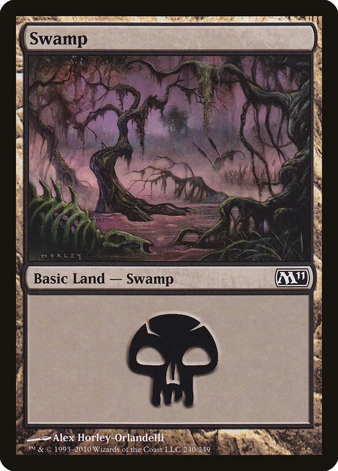 2010 Magic 2011 Swamp common #240 common card image
