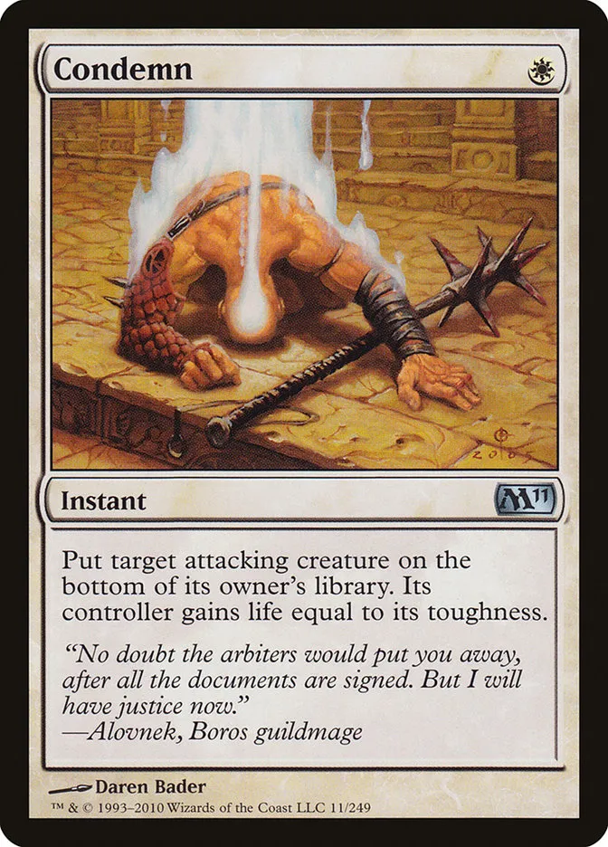 2010 Magic 2011 Condemn uncommon #11 uncommon card image