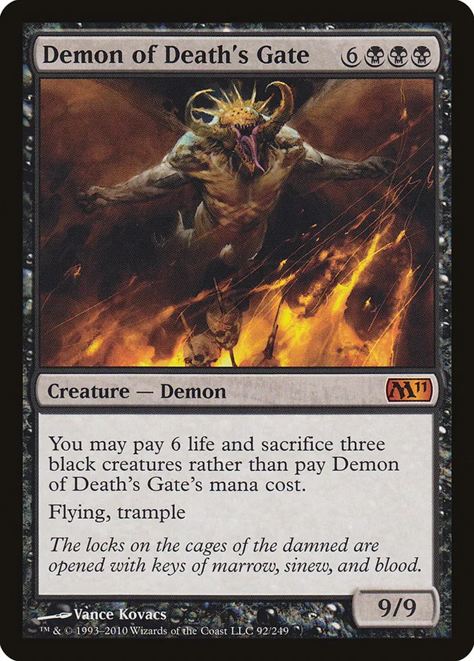 2010 Magic 2011 Demon of Death's Gate #92 mythic card image