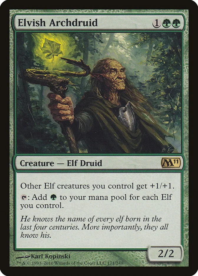2010 Magic 2011 Elvish Archdruid #171 rare card image