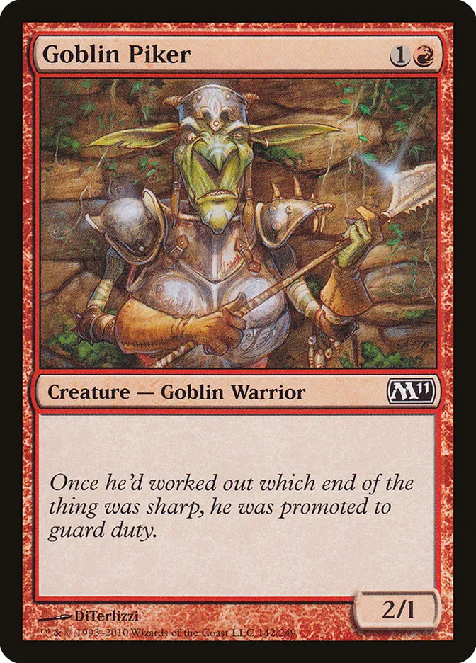 2010 Magic 2011 Goblin Piker common #142 common card image