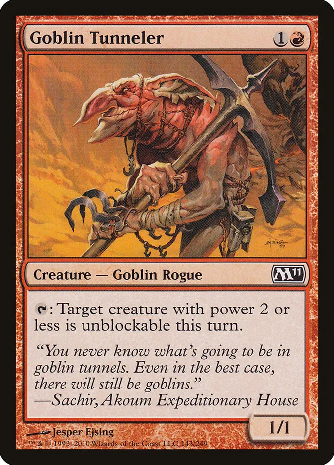 2010 Magic 2011 Goblin Tunneler common #143 common card image