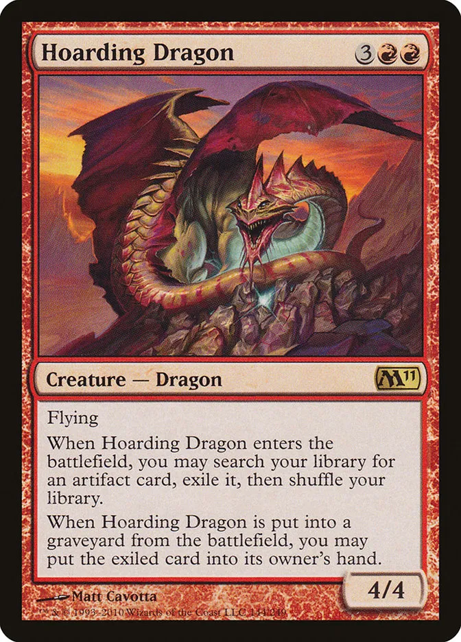2010 Magic 2011 Hoarding Dragon rare #144 rare card image