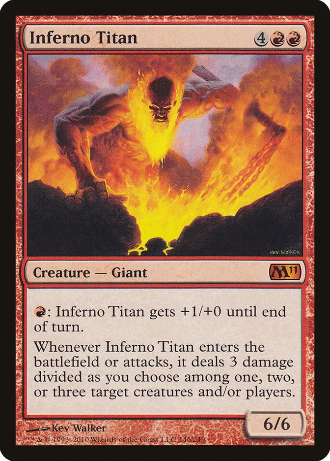 2010 Magic 2011 Inferno Titan #146 mythic card image